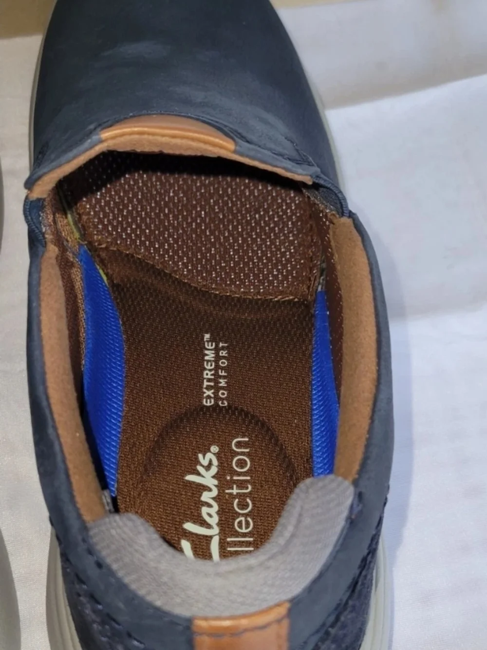 Clarks Men’s Bradley Navy Slip-On Comfort Shoe